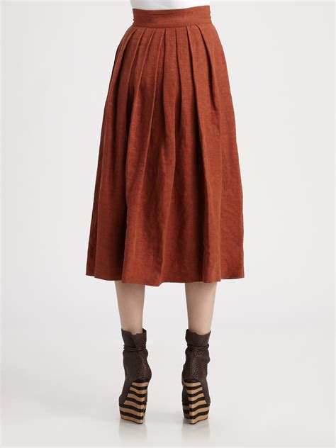 burberry prorsum women's brown pleated linen skirt|Burberry Prorsum Pleated Skirts for Women .